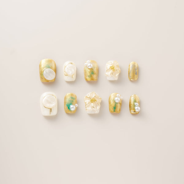 Golden Jade Pearl Bloom - Short, Square