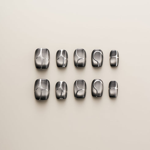 Gunmetal Silver Cat Eye - Short, Square
