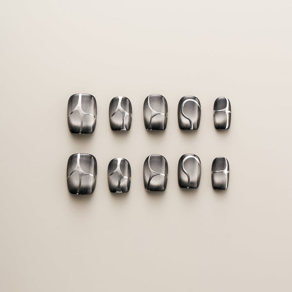 Gunmetal Silver Cat Eye - Short, Square