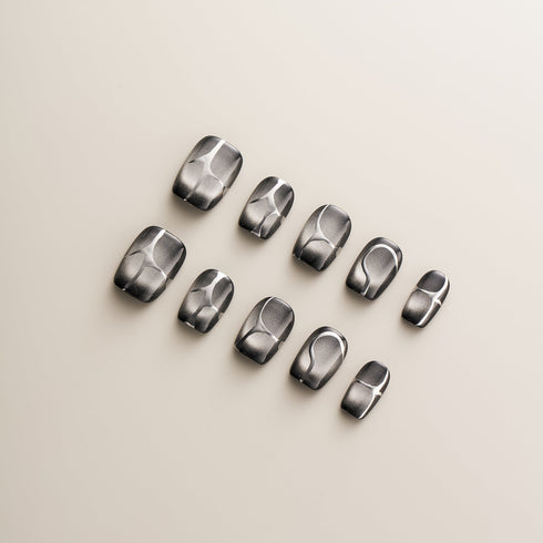 Gunmetal Silver Cat Eye - Short, Square