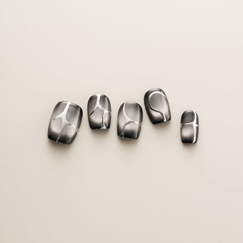 Gunmetal Silver Cat Eye - Short, Square
