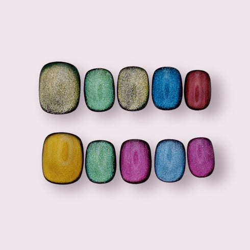 Colorful Chaos - Hand Painted Press On Nails Glue On, False Gel Press-on, 3D Acrylic Nail Cute Gift for Her,Square