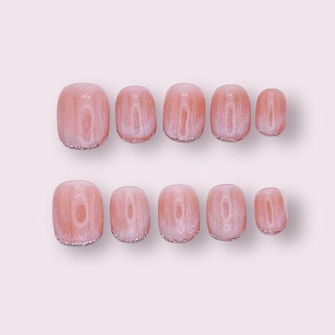 Sparkling Elegance - Hand Painted Press On Nails Glue On, False Gel Press-on, 3D Acrylic Nail Cute Gift for Her, Square