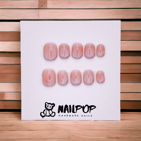 Sparkling Elegance - Hand Painted Press On Nails Glue On, False Gel Press-on, 3D Acrylic Nail Cute Gift for Her, Square