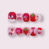 Strawberry Teddy - Hand Painted Press On Nails Glue On, False Gel Press-on, 3D Acrylic Nail Cute Gift for Her, Square