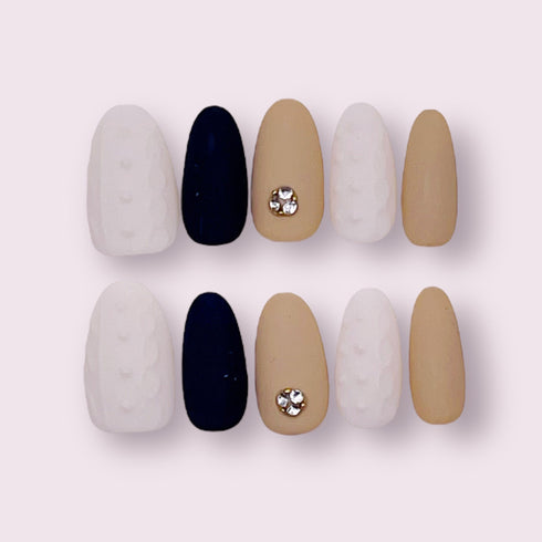 Grandma's Knit Couture - Hand Painted Press On Nails Glue On, False Gel Press-on, 3D Acrylic Nail Cute Gift for Her, Custom Mid Ballerina