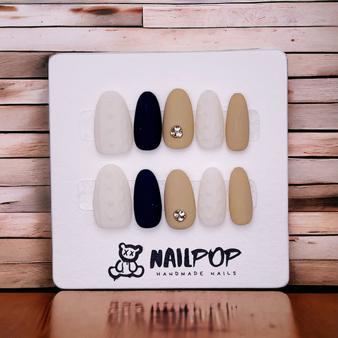 Grandma's Knit Couture - Hand Painted Press On Nails Glue On, False Gel Press-on, 3D Acrylic Nail Cute Gift for Her, Custom Mid Ballerina