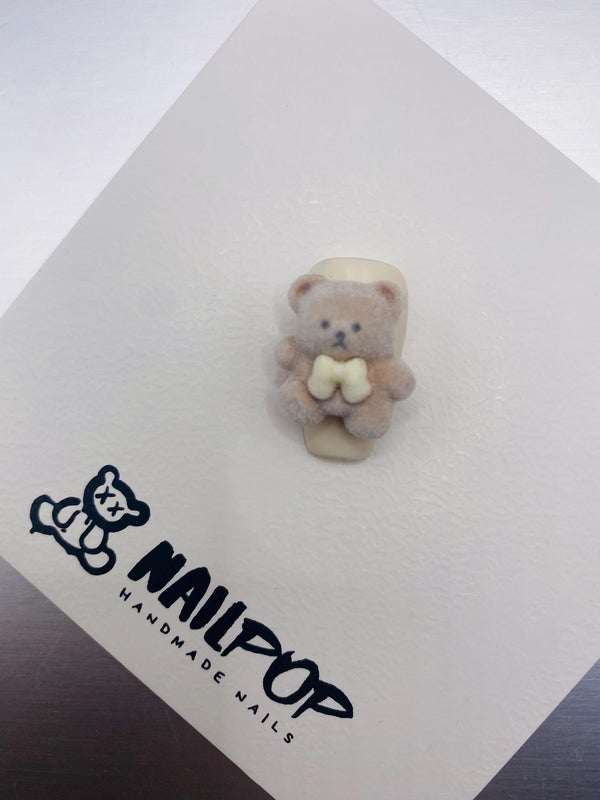 Bunny Bliss - Hand Painted Press On Nails Glue On, False Gel Press-on, 3D Acrylic Nail Cute Gift for Her, Mid Square