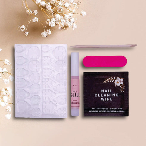 Bunny Bliss - Hand Painted Press On Nails Glue On, False Gel Press-on, 3D Acrylic Nail Cute Gift for Her, Mid Square