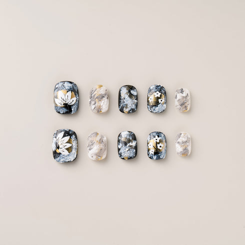 Ink Blossom Noir - Short, Square