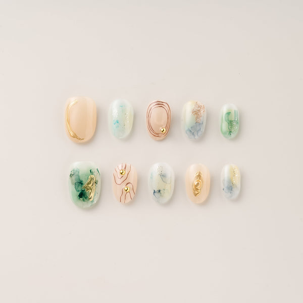 Jade Mist Watercolor - Short, Round