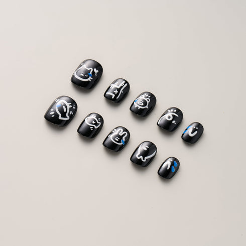 Kawaii Doodle Noir - Short, Square