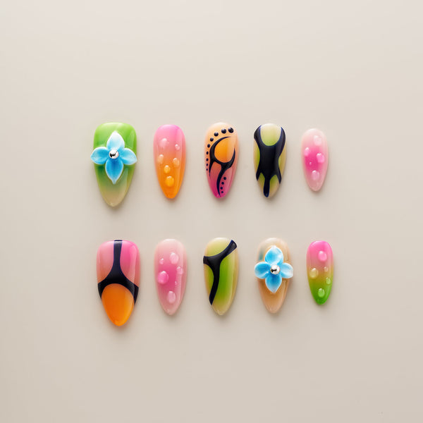 Neon Butterfly Pop Art - Long, Almond