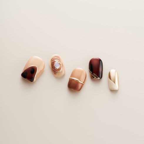 Nude Leopard Gold Wire Opal - Short, Square