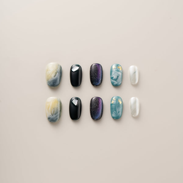 Ocean Galaxy Marble Gold Foil - Short, Round