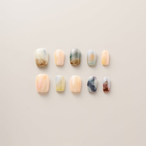 Pastel Watercolor Marble - Short, Square