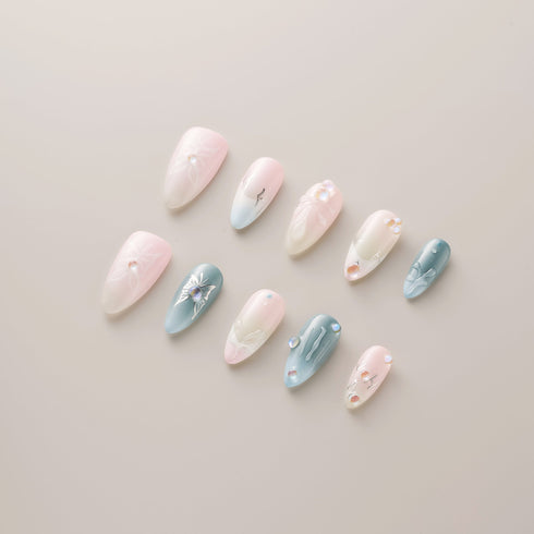 Pink Blue Butterfly Opal - Long, Almond