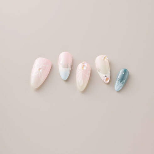Pink Blue Butterfly Opal - Long, Almond