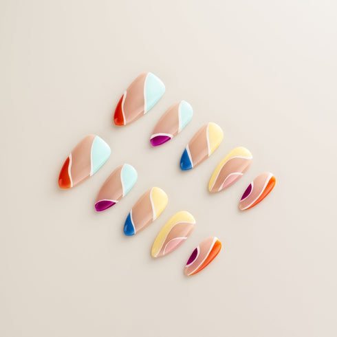 Rainbow Swirl Abstract Wave - Long, Almond