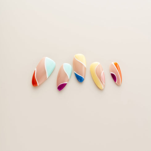Rainbow Swirl Abstract Wave - Long, Almond