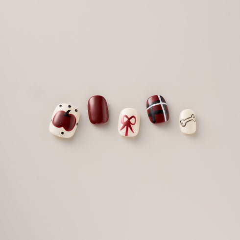 Red Plaid Puppy Apple - Short, Round