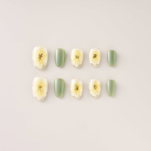 Sage Blossom Pressed Petal - Short, Round