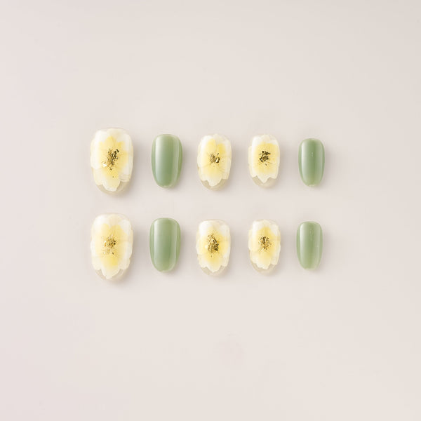 Sage Blossom Pressed Petal - Short, Round