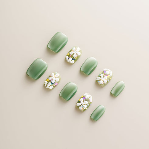 Sage Green 3D Flower Confetti - Short, Square