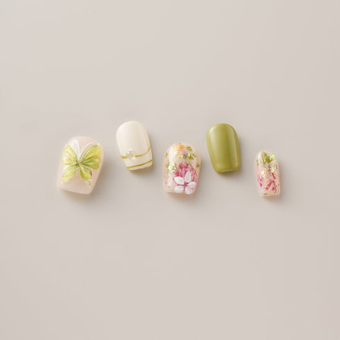 Spring Rose Butterfly Olive - Short, Square