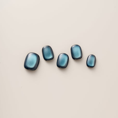 Teal Blue Cat Eye Shimmer - Short, Square
