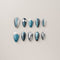 Teal Cat Eye Silver Brush - Long, Almond