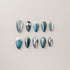 Teal Cat Eye Silver Brush - Long, Almond