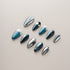 Teal Cat Eye Silver Brush - Long, Almond